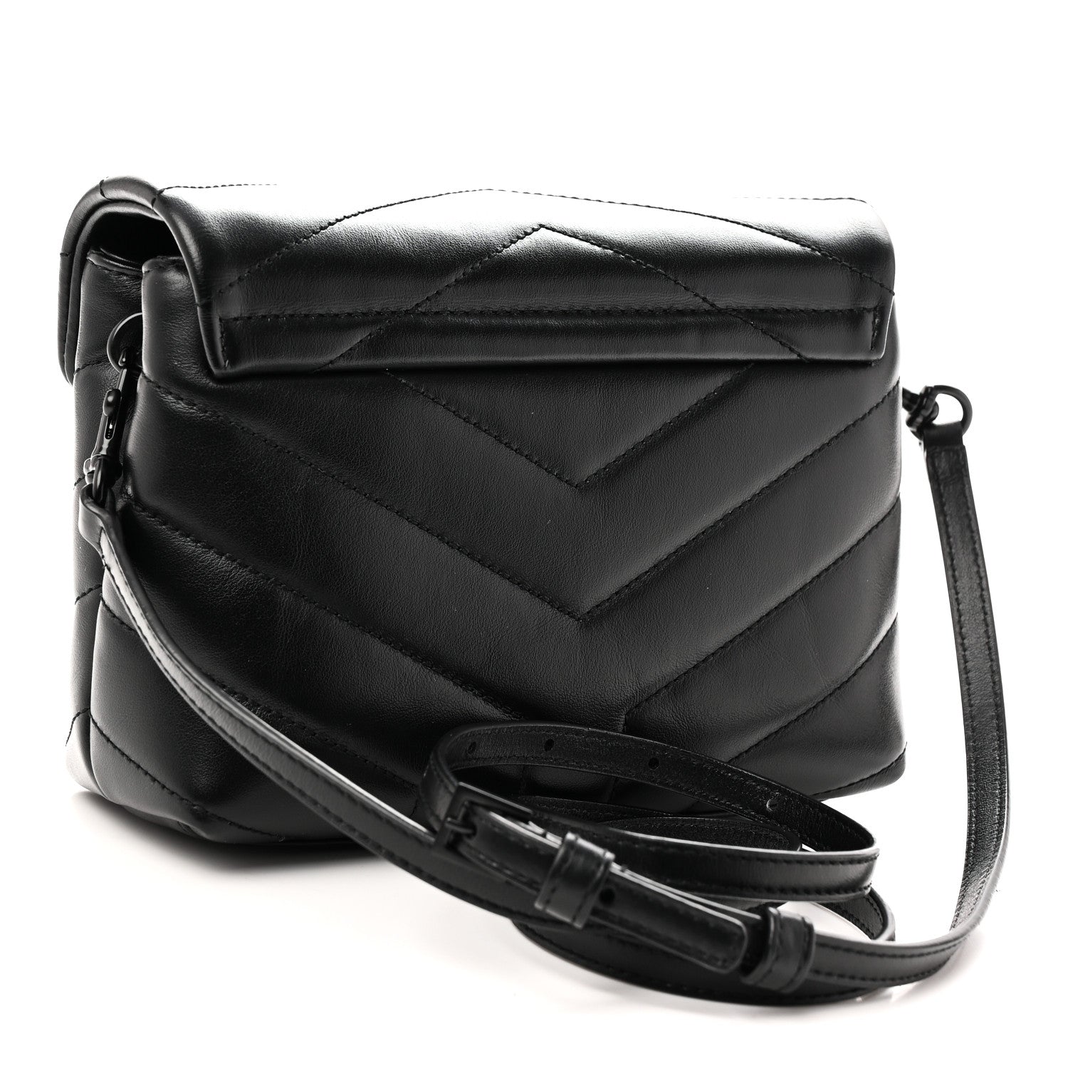 Saint Laurent Calfskin Y Quilted Monogram Monochrome Toy Loulou Crossbody Bag Black Black 3 of 11
