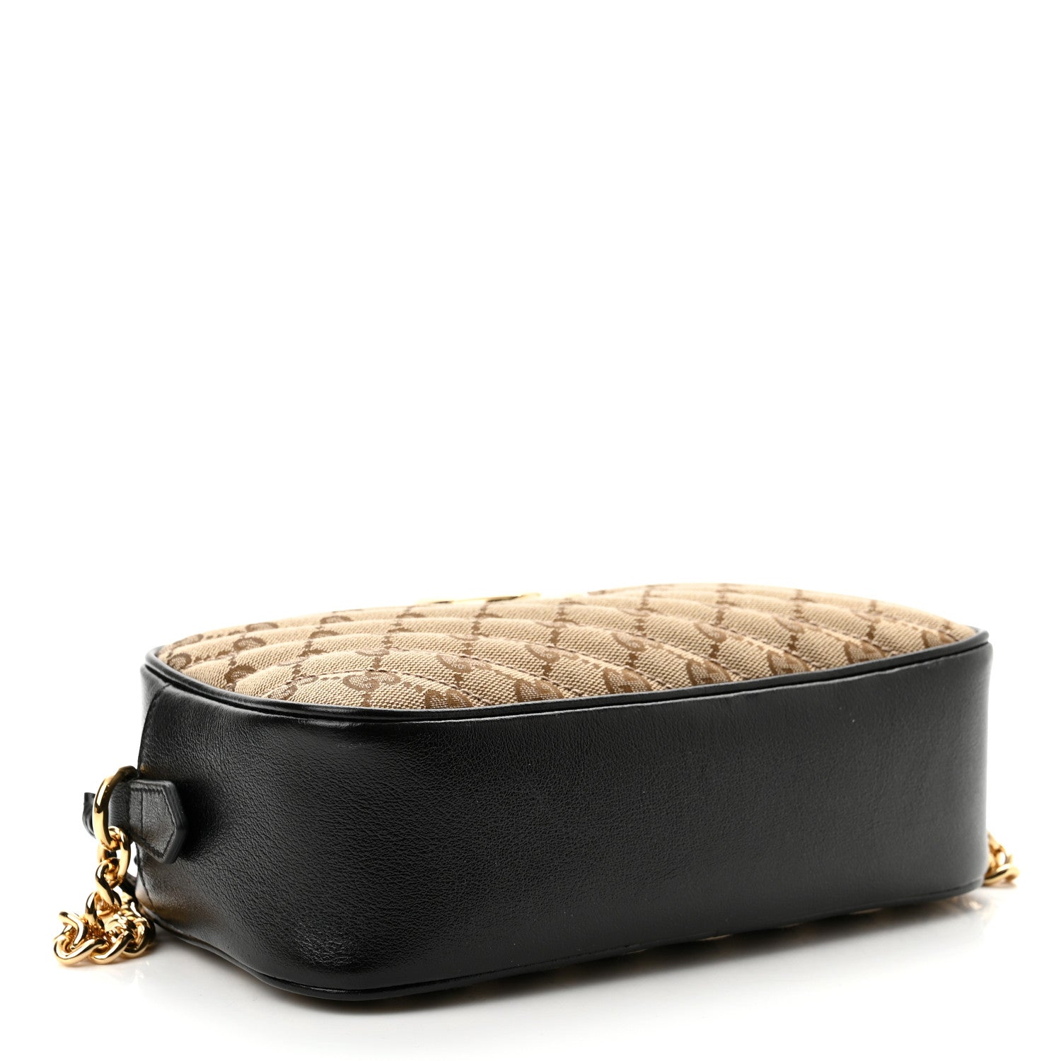 Gucci Monogram Matelasse Diagonal Small GG Marmont Chain Shoulder Bag Beige Black 4 of 10