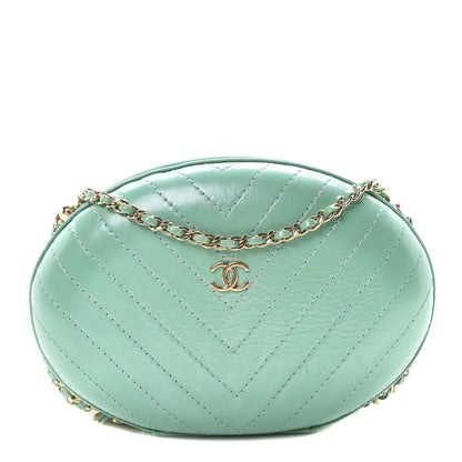 Chanel Calfskin Chevron Stitched Evening Bag Blue 1 of 10