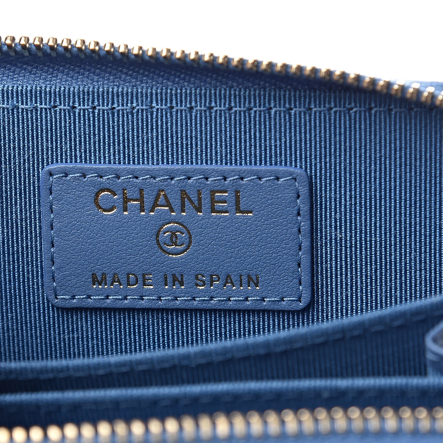 Chanel Caviar Flat Chevron Quilted Zip Coin Purse Blue 7 of 8