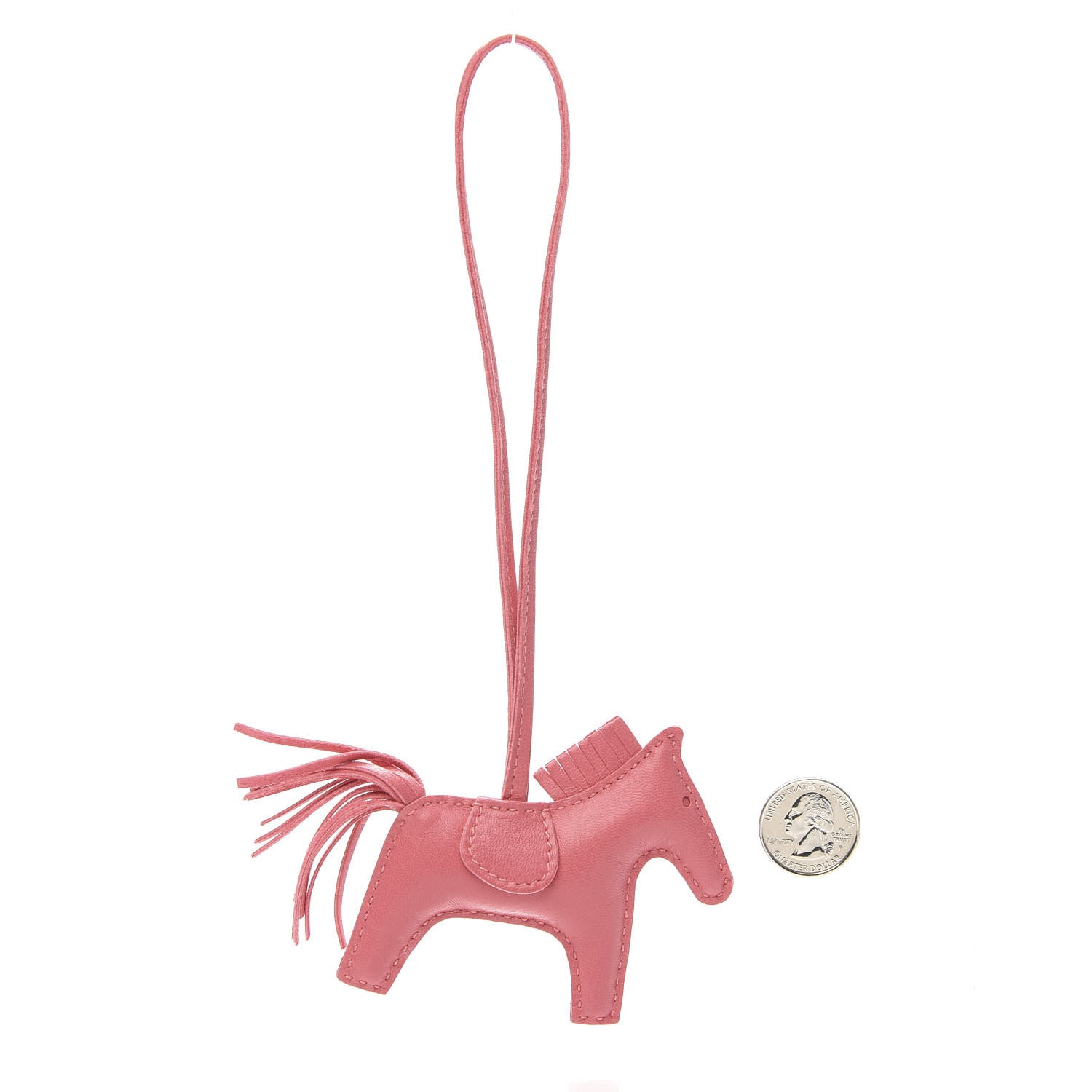 Hermes Milo Lambskin Grigri Rodeo Horse Bag Charm PM Rose Azalee 2 of 5