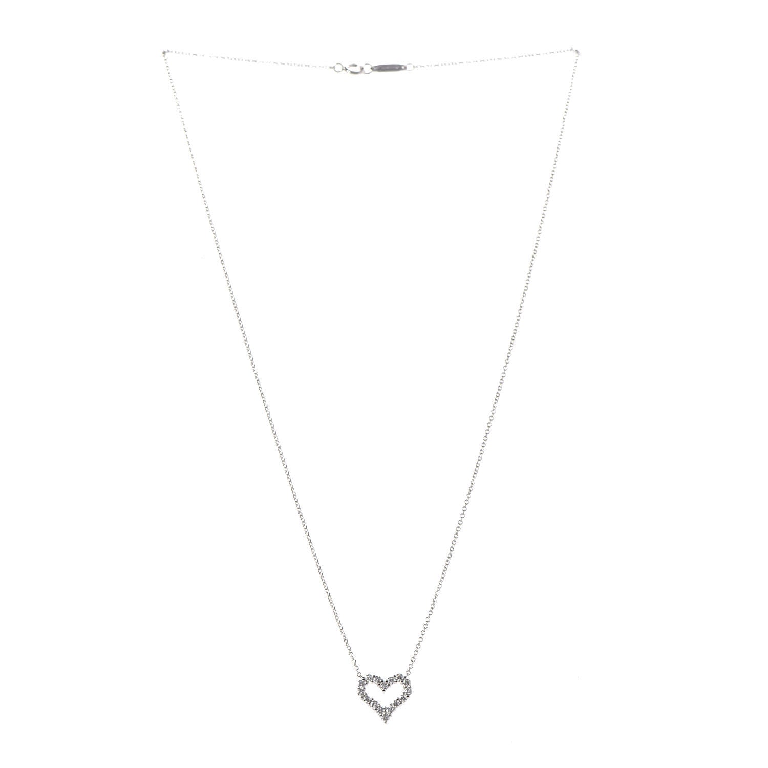 Tiffany Platinum Diamond Mini Heart Pendant Necklace 3 of 6