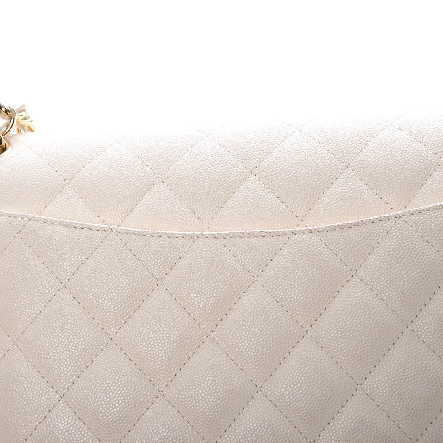 Caviar Quilted Jumbo Double Flap White