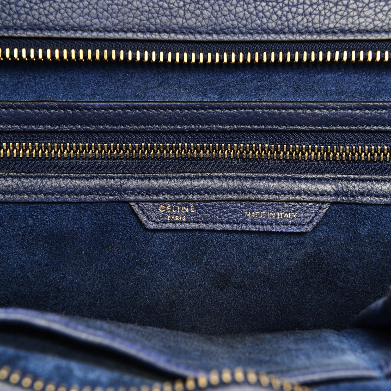 Celine Drummed Calfskin Mini Luggage Indigo 6 of 13