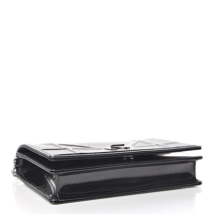 Christian Dior Metallic Patent Micro-Cannage Diorama Wallet on Chain Pouch Black 4 of 10