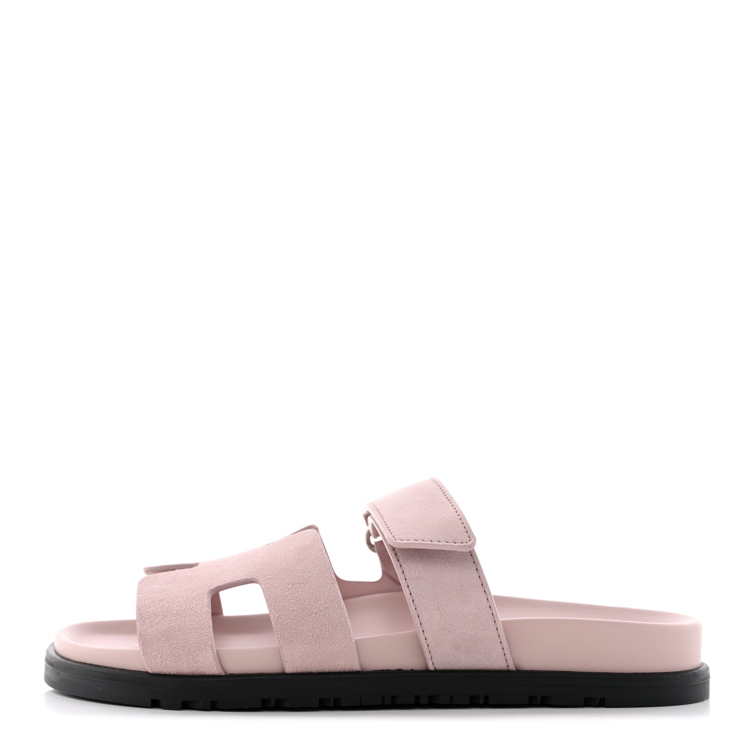 Hermes Suede Goatskin Womens Chypre Sandals 37 Rose Porcelaine 1 of 10