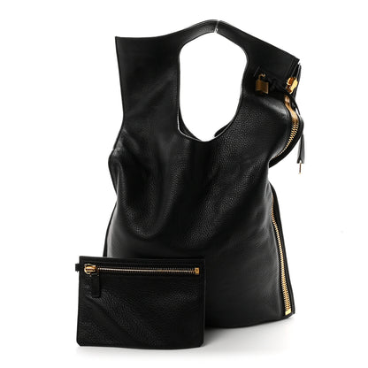 Tom Ford Grained Calfskin Large Alix Padlock Zip Shoulder Bag Black 3 of 10