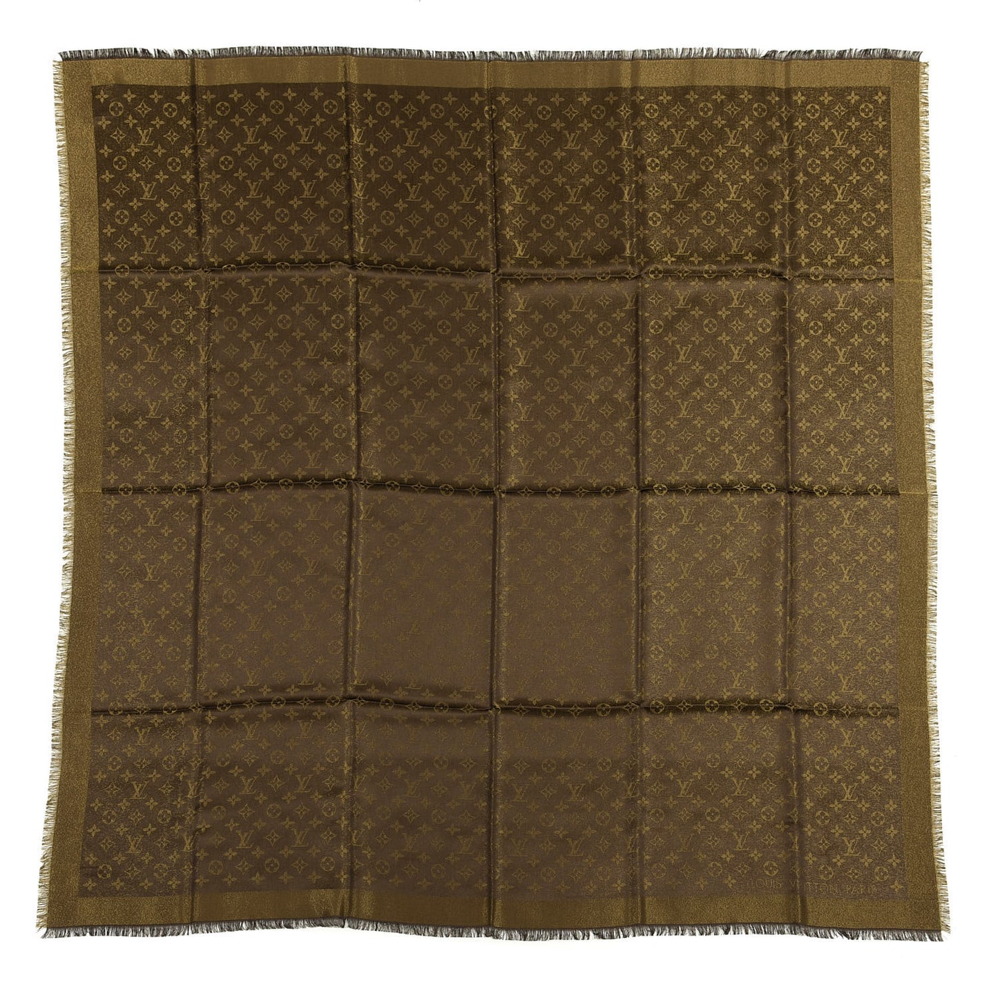 Silk Lurex Wool Monogram Shine Shawl Brown