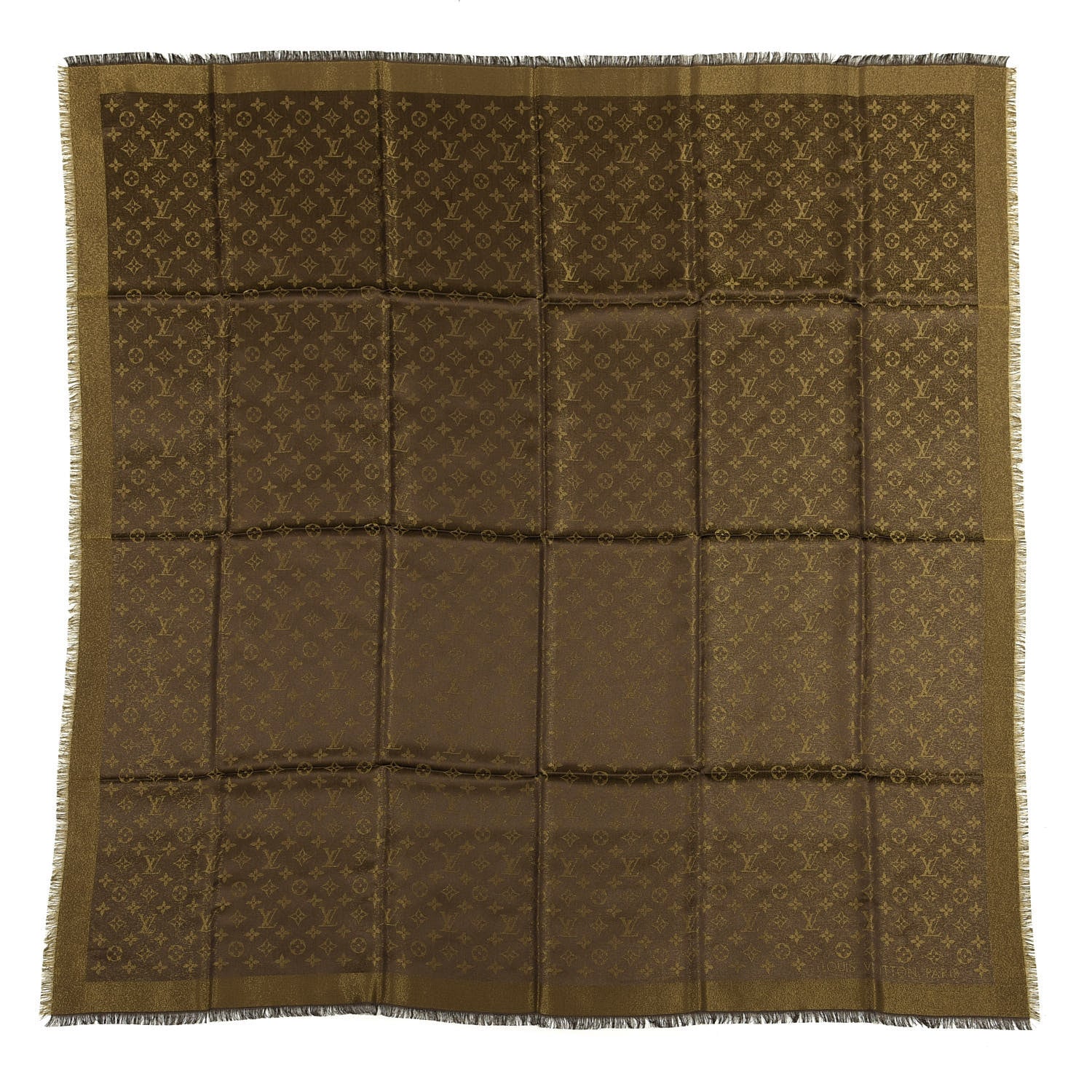 Louis Vuitton Silk Lurex Wool Monogram Shine Shawl Brown 1 of 3