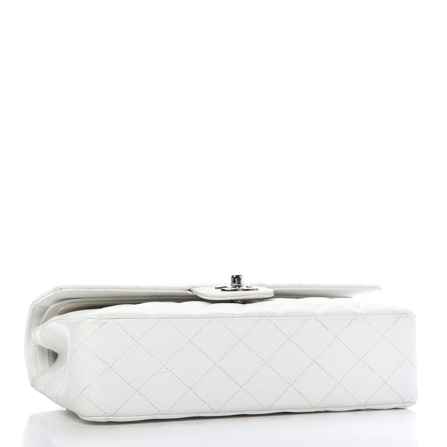 Caviar Quilted Medium Double Flap White