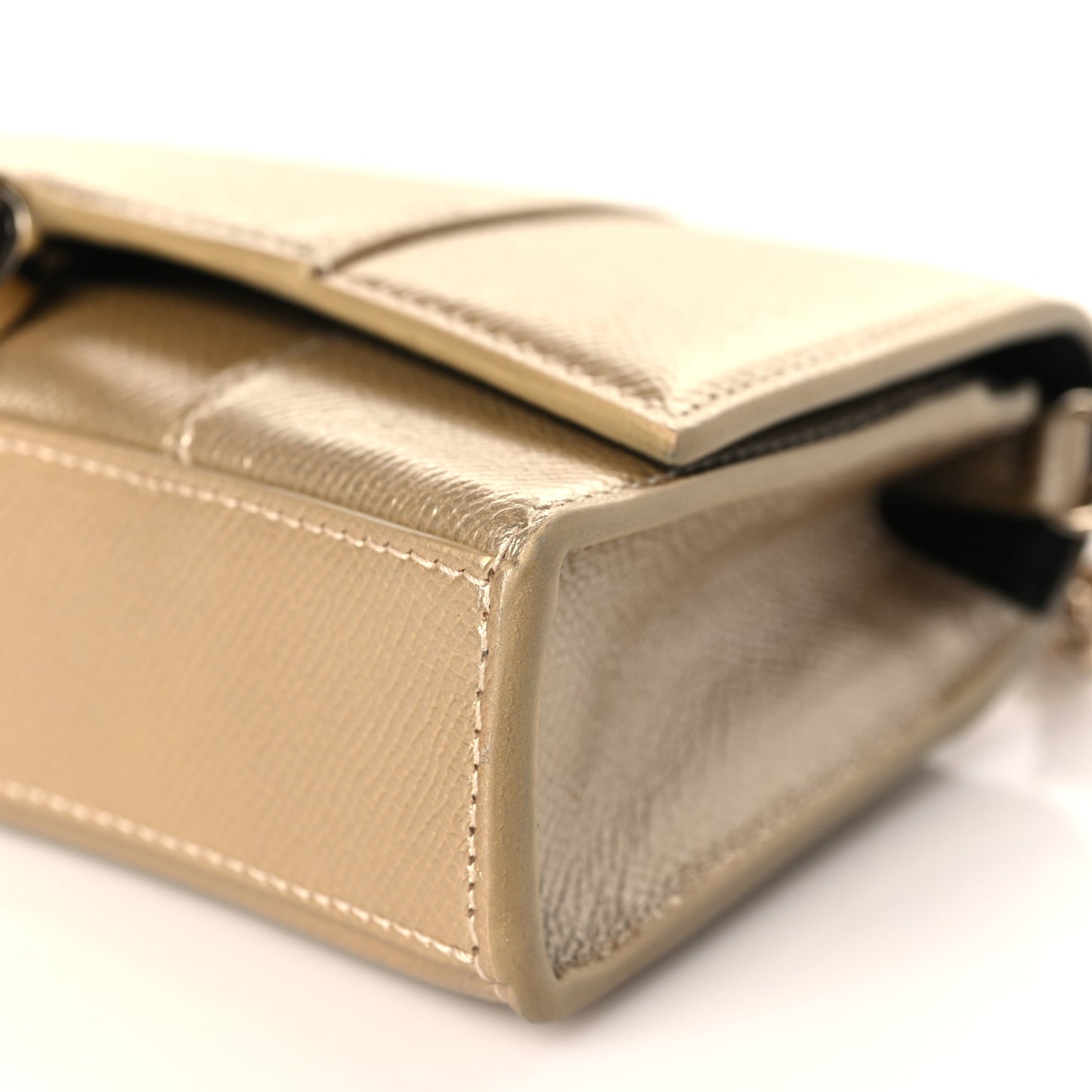 Metallic Grained Calfskin Hourglass Chain Bag Light Gold