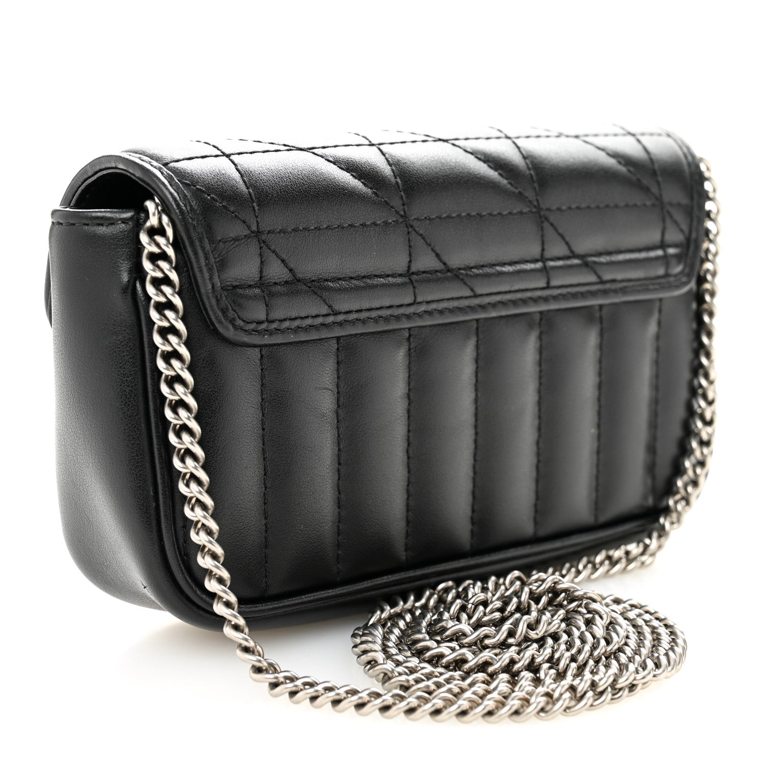 Gucci Calfskin Matelasse Aria Super Mini GG Marmont Shoulder Bag Black Black 3 of 10