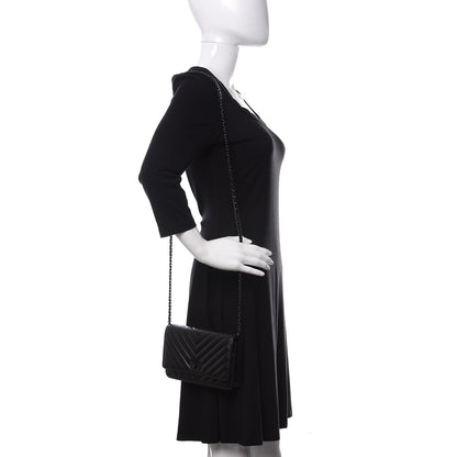 Chanel Aged Calfskin Chevron Quilted Reissue Wallet On Chain WOC So Black 2 of 13