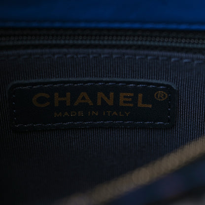 Chanel Tweed Woven Knock On Wood Flap Blue 6 of 9