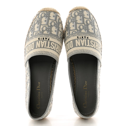 Oblique Embroidered Granville 15mm Espadrilles 39.5 Grey Stone