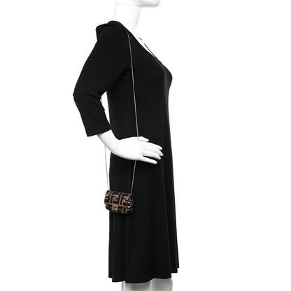 Fendi Crystal Vitello King FF Beaded Nano Baguette Charm Moro Black 2 of 11