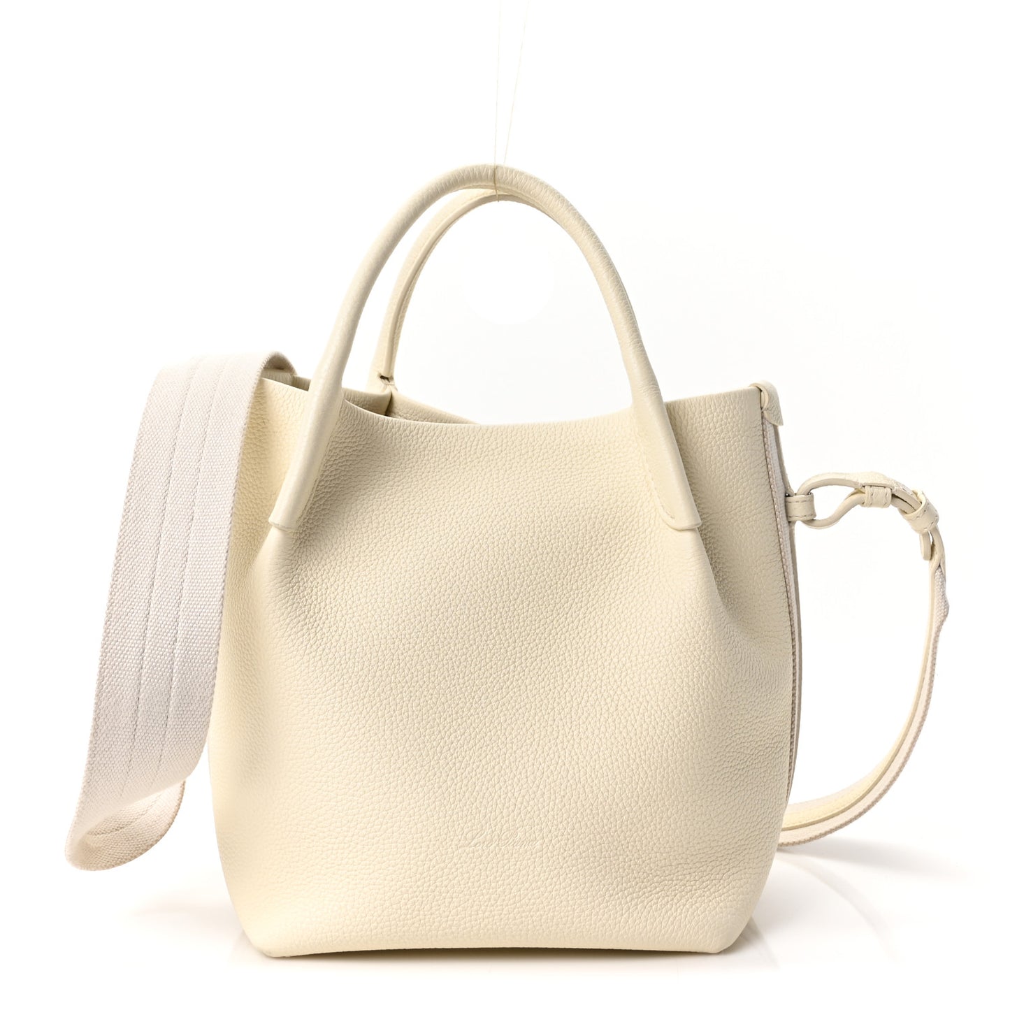 Grained Calfskin Small Bale Bag Whisper White