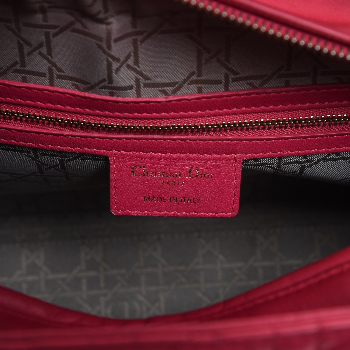 Lambskin Cannage Large Lady Dior Fuchsia