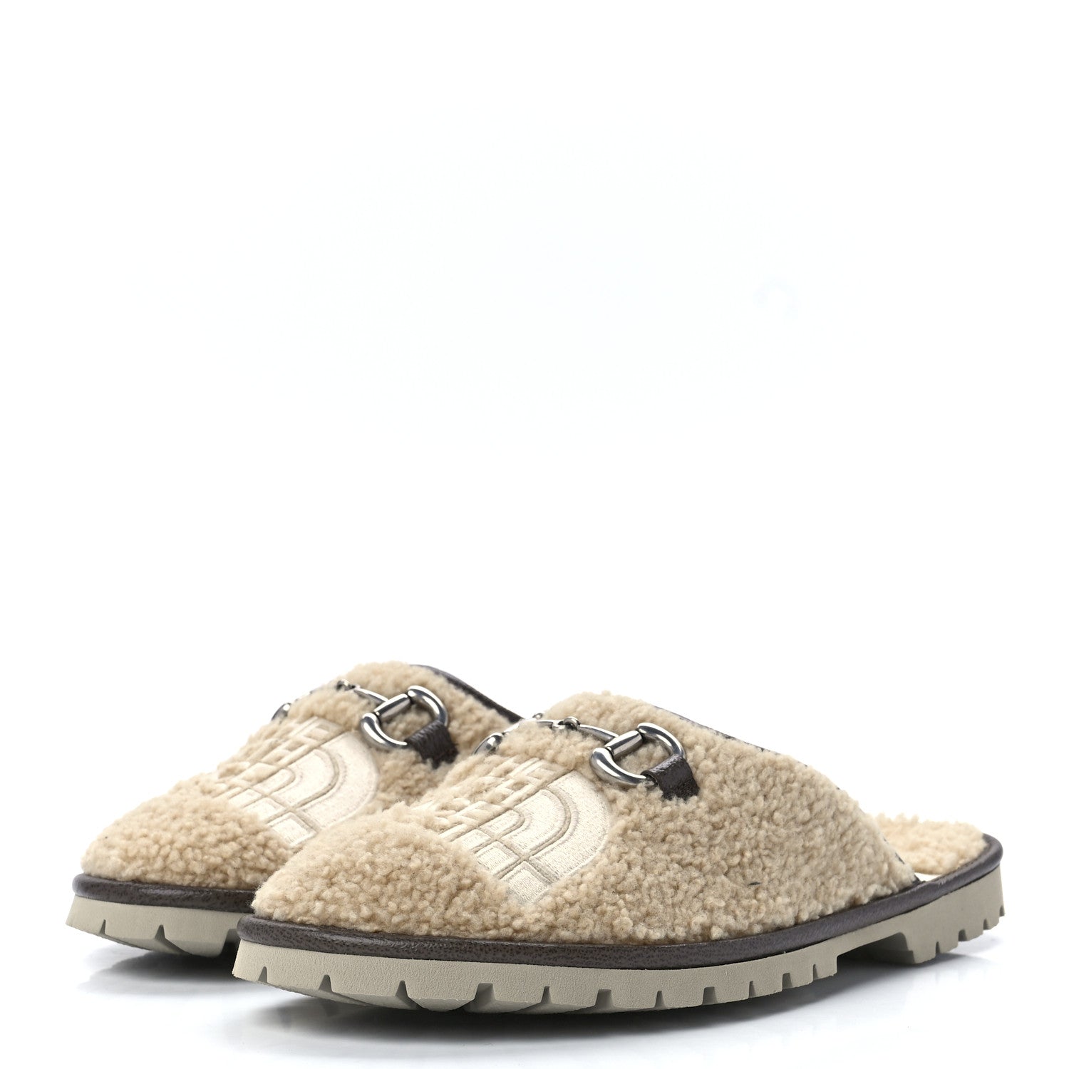 Gucci X THE NORTH FACE Merino Wool Mens Horsebit Lug Sole Slippers 6.5 Butterscotch New Acero 3 of 9