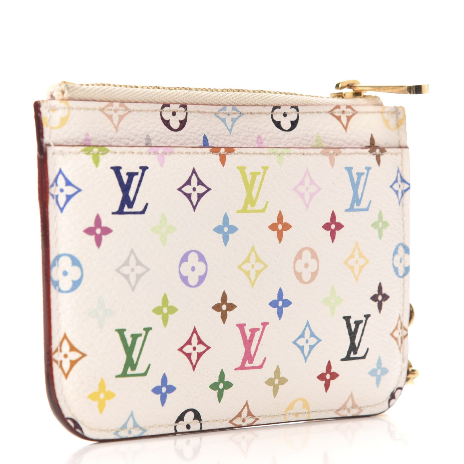 Louis Vuitton Monogram Multicolor Key Pouch White Litchi 3 of 5