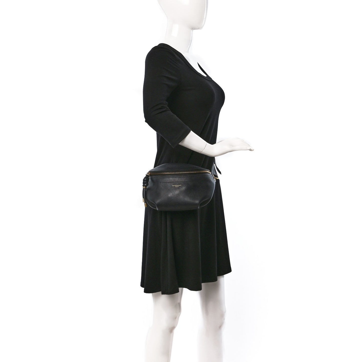 Calfskin Mini Whip Belt Bag Black