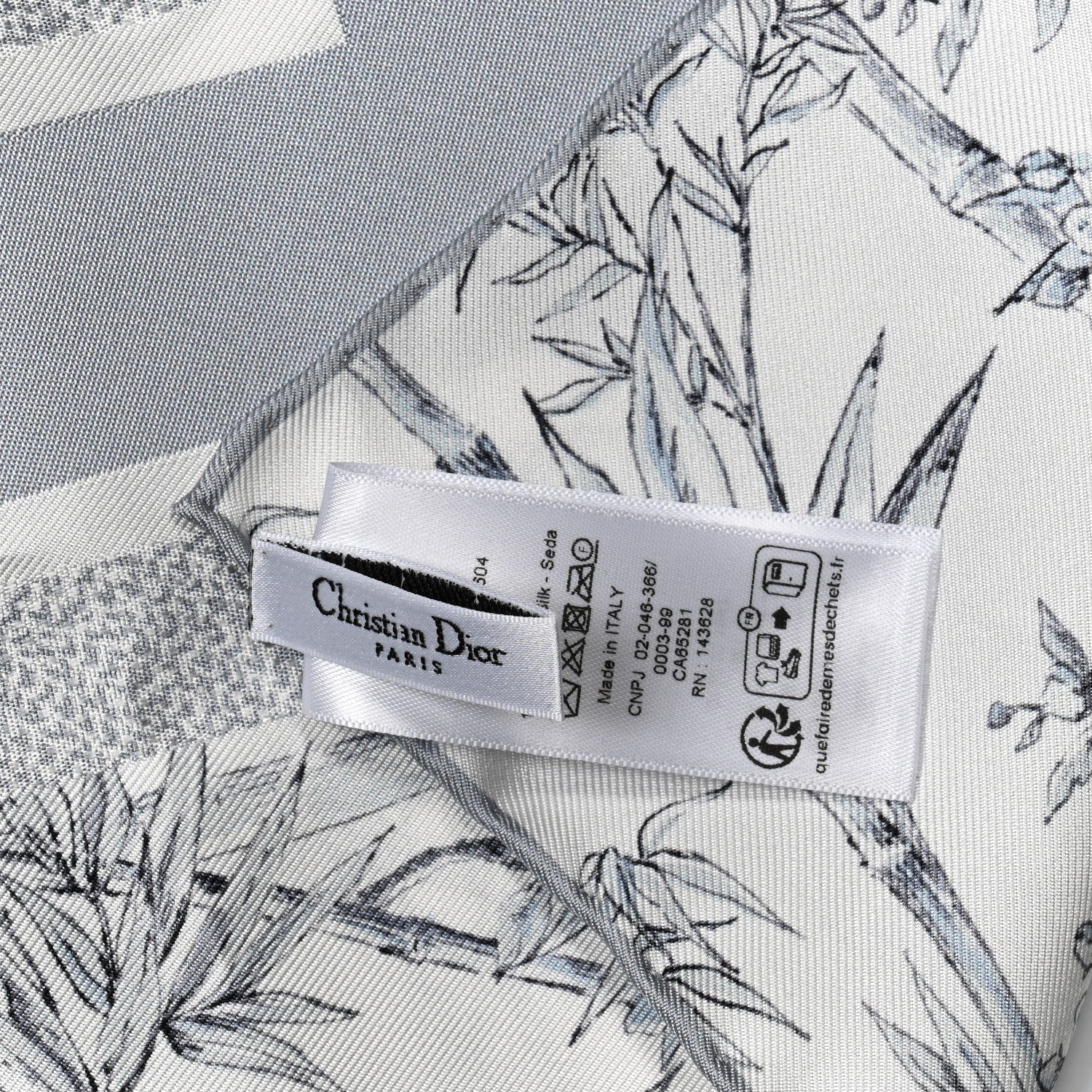 Christian Dior Silk Toile de Jouy Natura Square Scarf 90 White Light Gray 3 of 3
