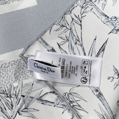 Christian Dior Silk Toile de Jouy Natura Square Scarf 90 White Light Gray 3 of 3