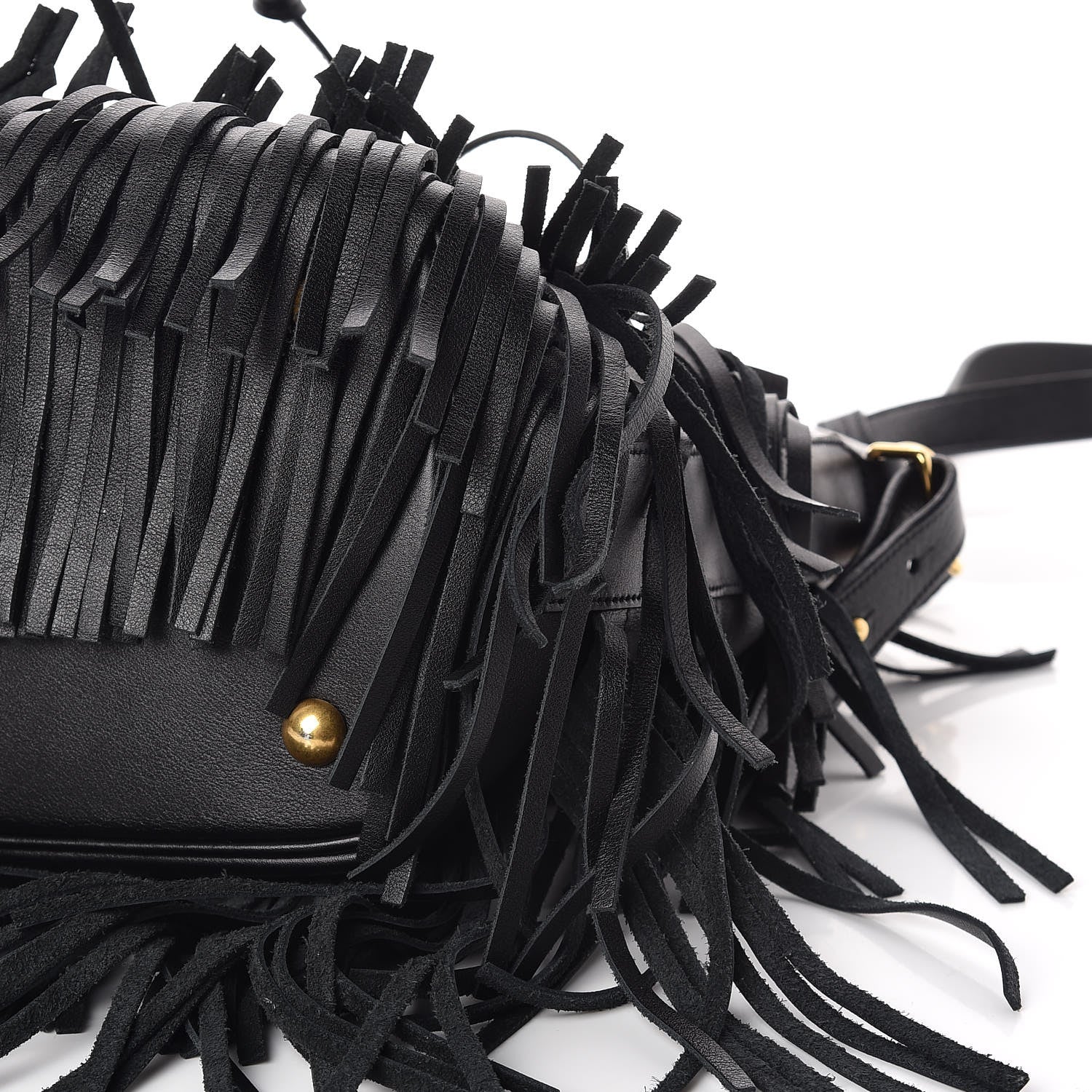Saint Laurent Calfskin Small Emmanuelle Fringe Bucket Bag Black 10 of 10