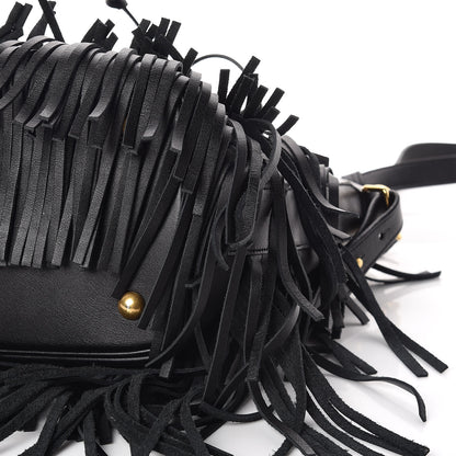 Saint Laurent Calfskin Small Emmanuelle Fringe Bucket Bag Black 10 of 10