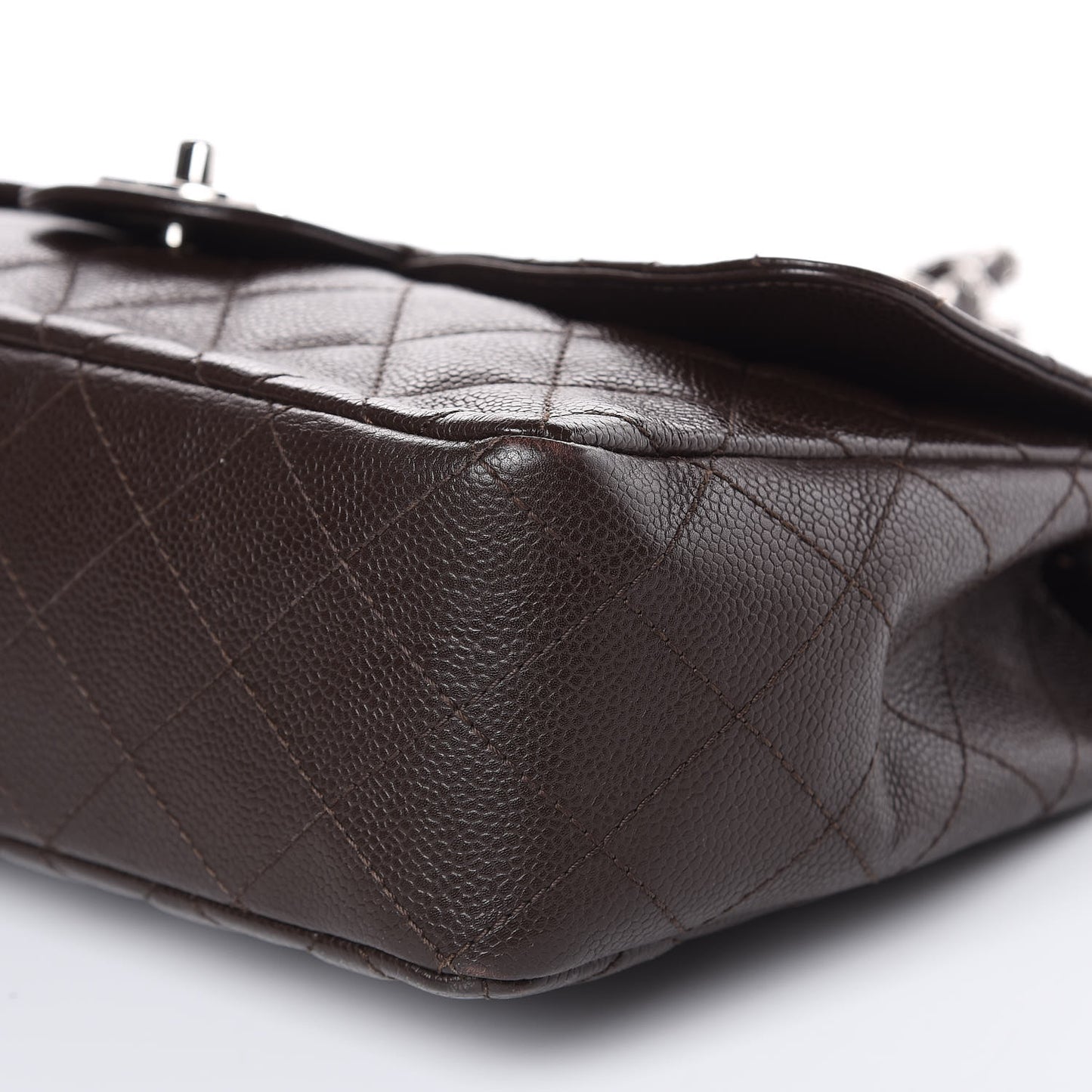 Caviar Quilted Jumbo Single Flap Dark Brown