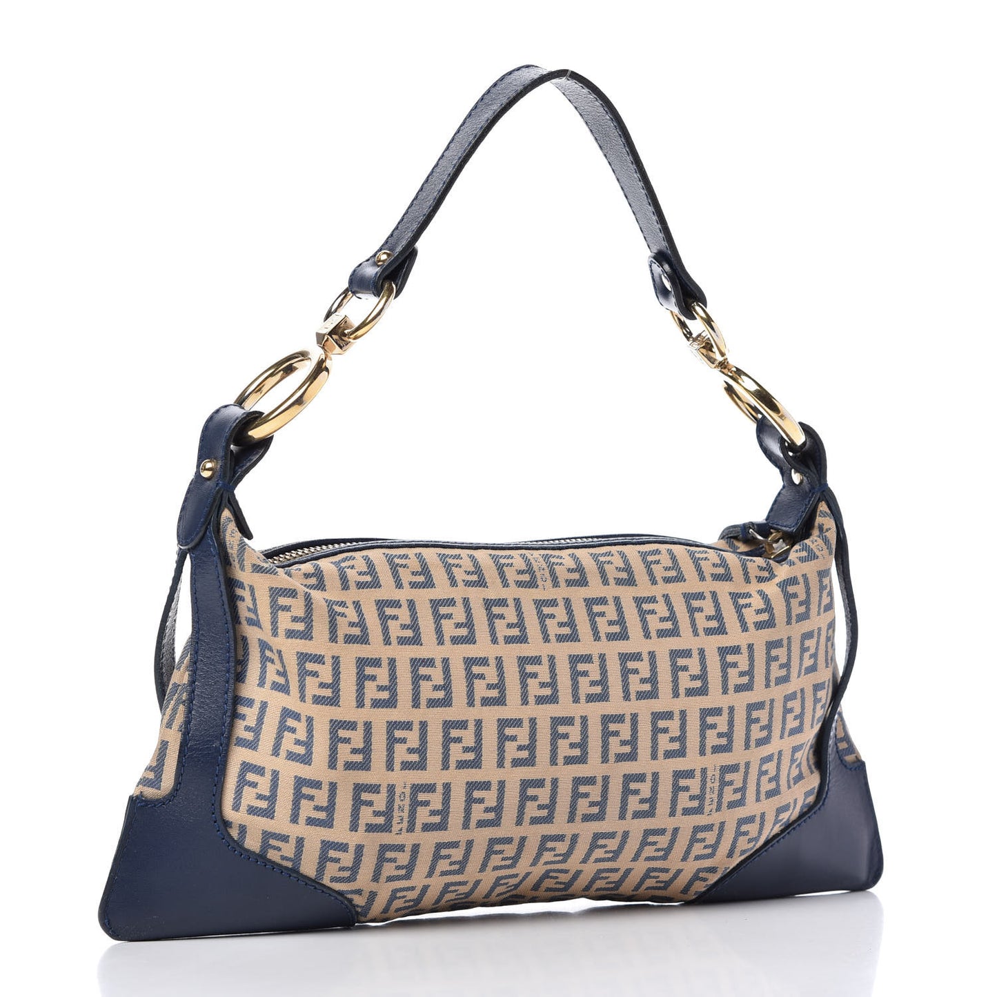 ENDI Zucchino Vitello Small Chef Pocket Shoulder Bag Beige Azzurro Blue
