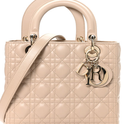 Christian Dior Lambskin Cannage Medium Lady Dior Powder Beige 7 of 9