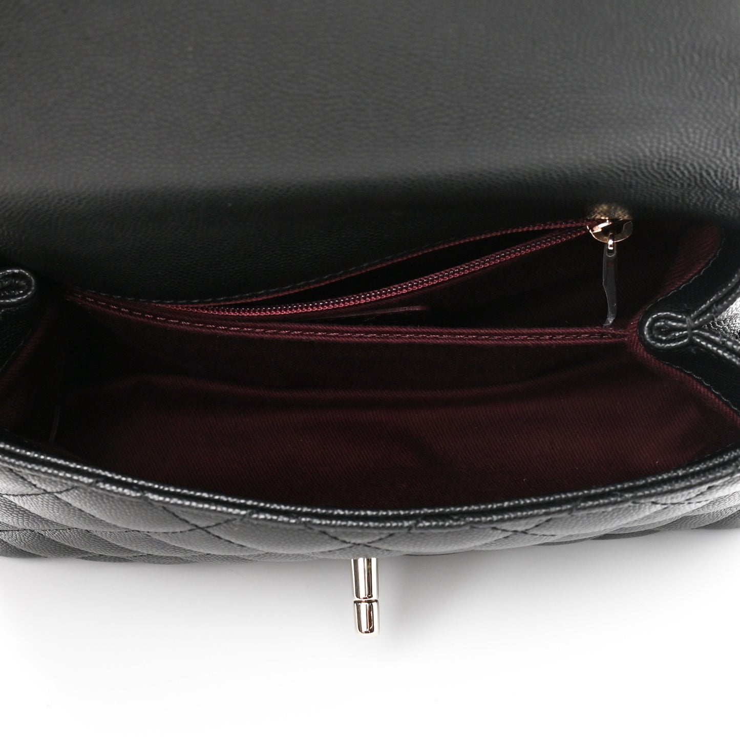 Caviar Quilted Mini Coco Handle Flap Black
