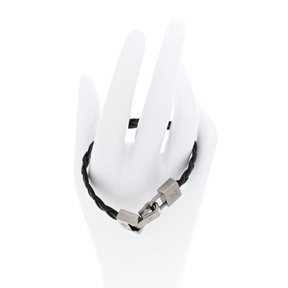 Louis Vuitton Calfskin Braided Lock Bracelet Black 2 of 4