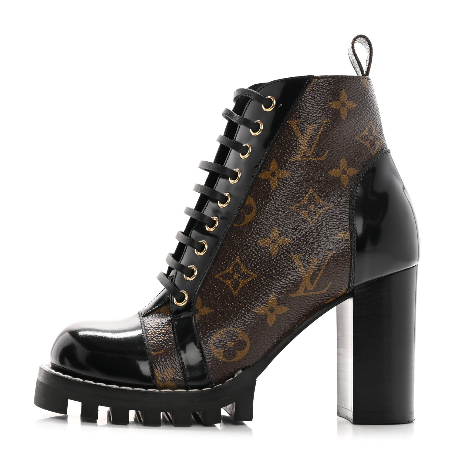 Louis Vuitton Patent Calfskin Monogram Star Trail Ankle Boots 36.5 Black 1 of 26