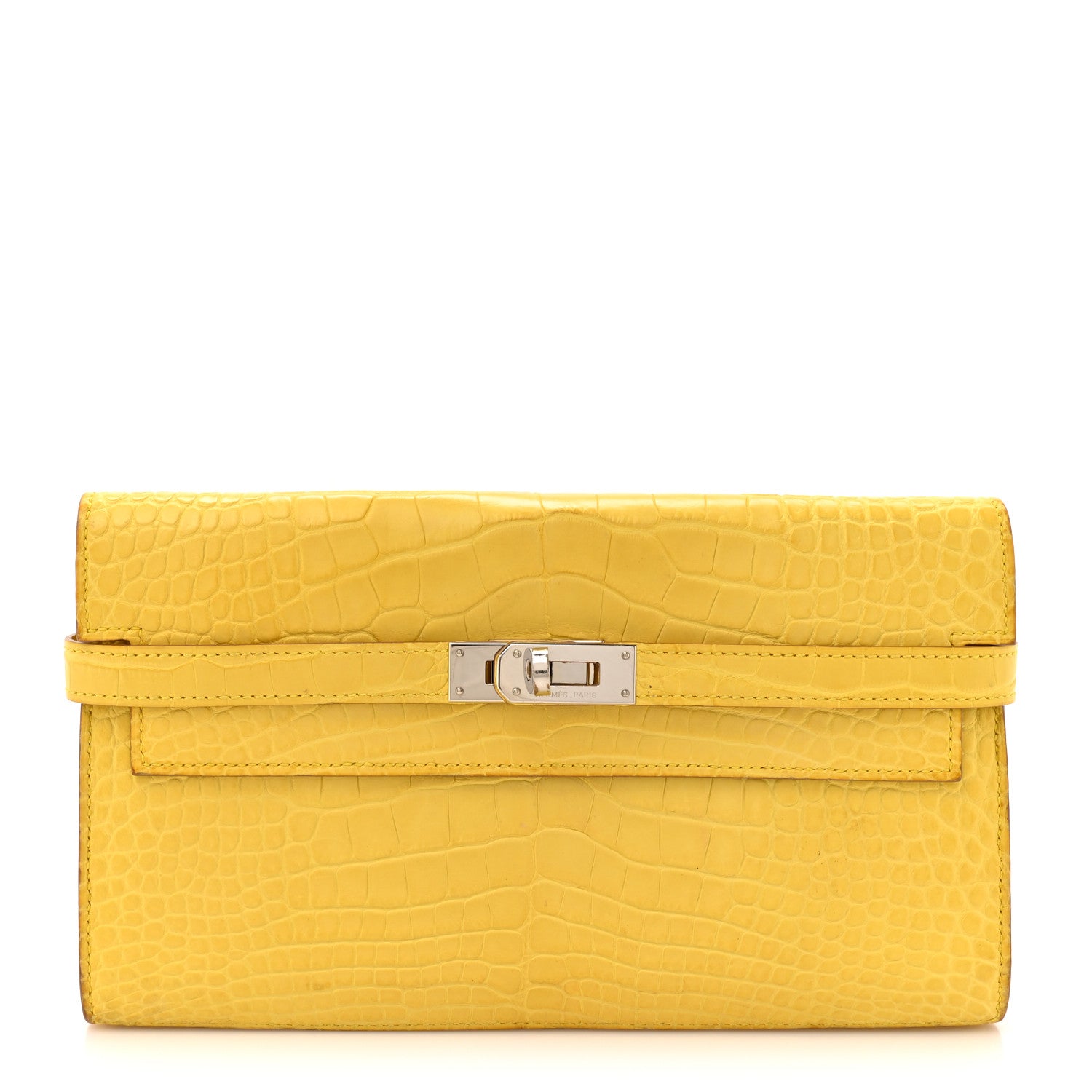 Hermes Matte Alligator Kelly Longue Wallet Mimosa 1 of 14
