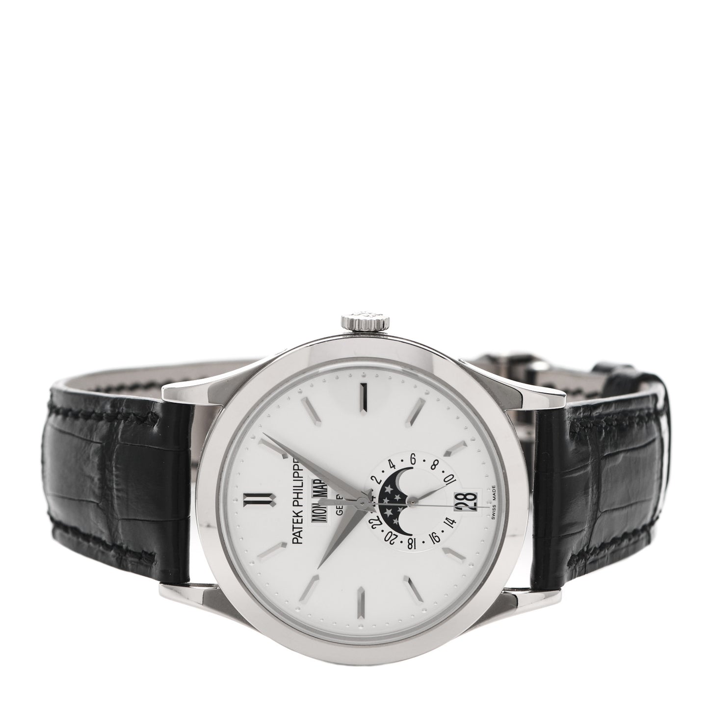 18K White Gold Crocodile Annual Calendar Moonphase Automatic Watch 5396G-011