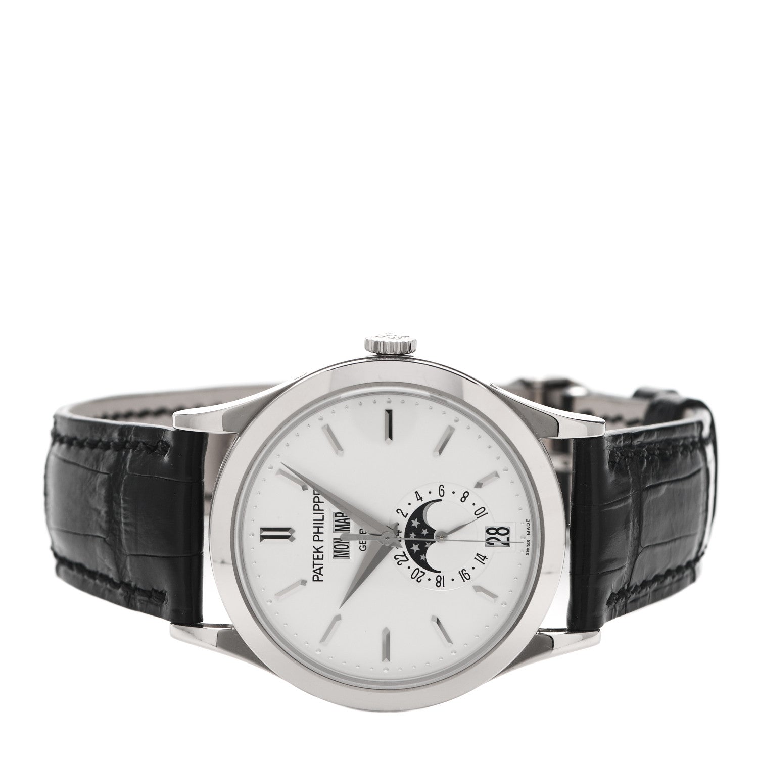 Patek Philippe 18K White Gold Crocodile Annual Calendar Moonphase Automatic Watch 5396G-011 2 of 5