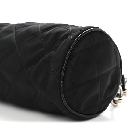 Prada Tessuto Nylon Saffiano Impunturato Quilted Barrel Pochette Black 10 of 10