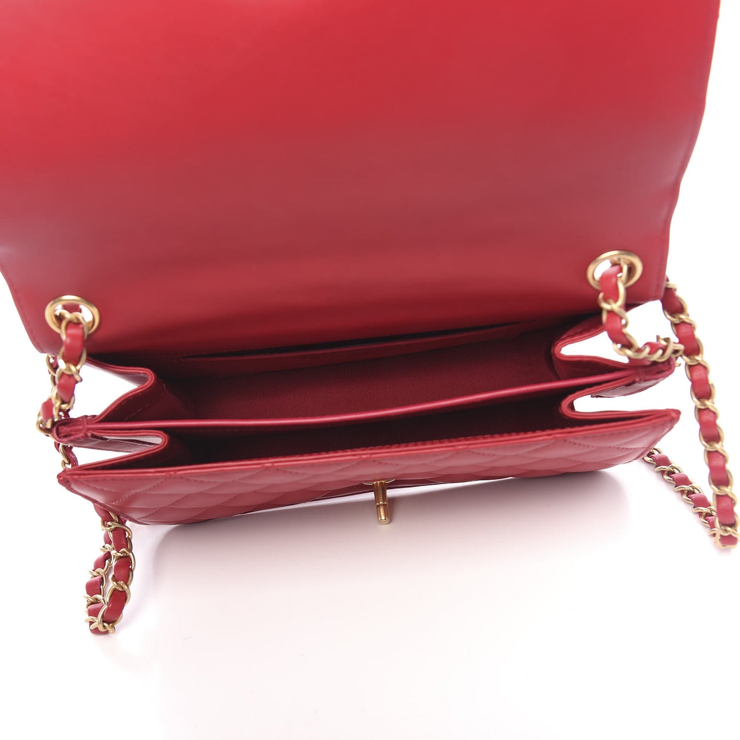 Calfskin Quilted Single Flap Bag Red