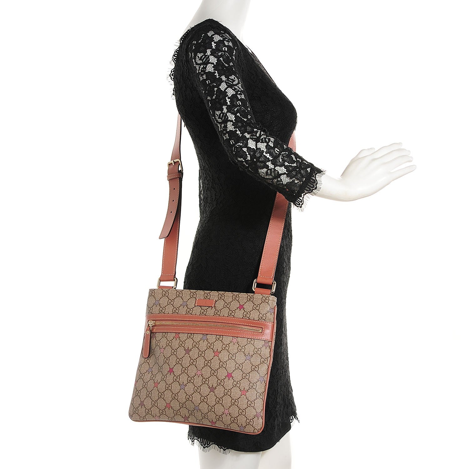 Gucci GG Supreme Stars Small Flat Messenger Bag Pink 9 of 14