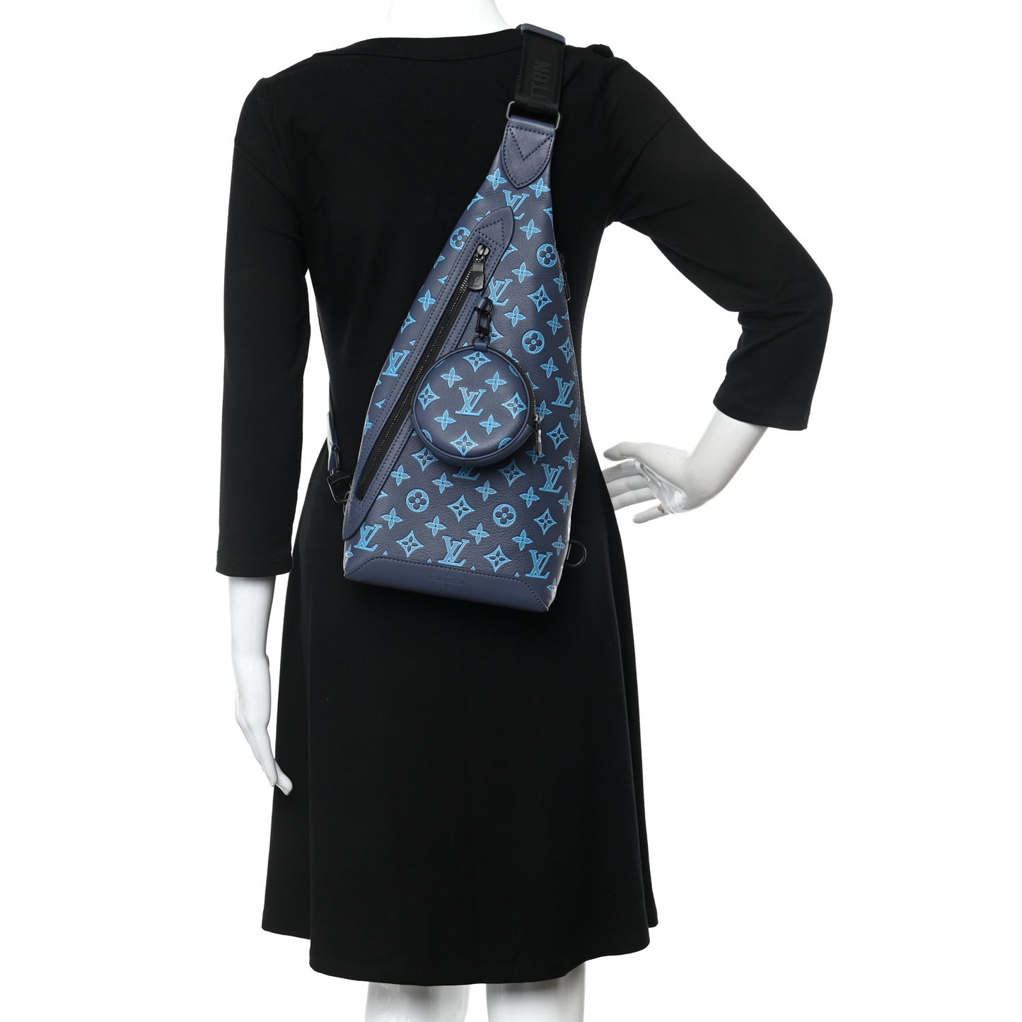 Monogram Shadow Duo Slingbag Navy River Blue