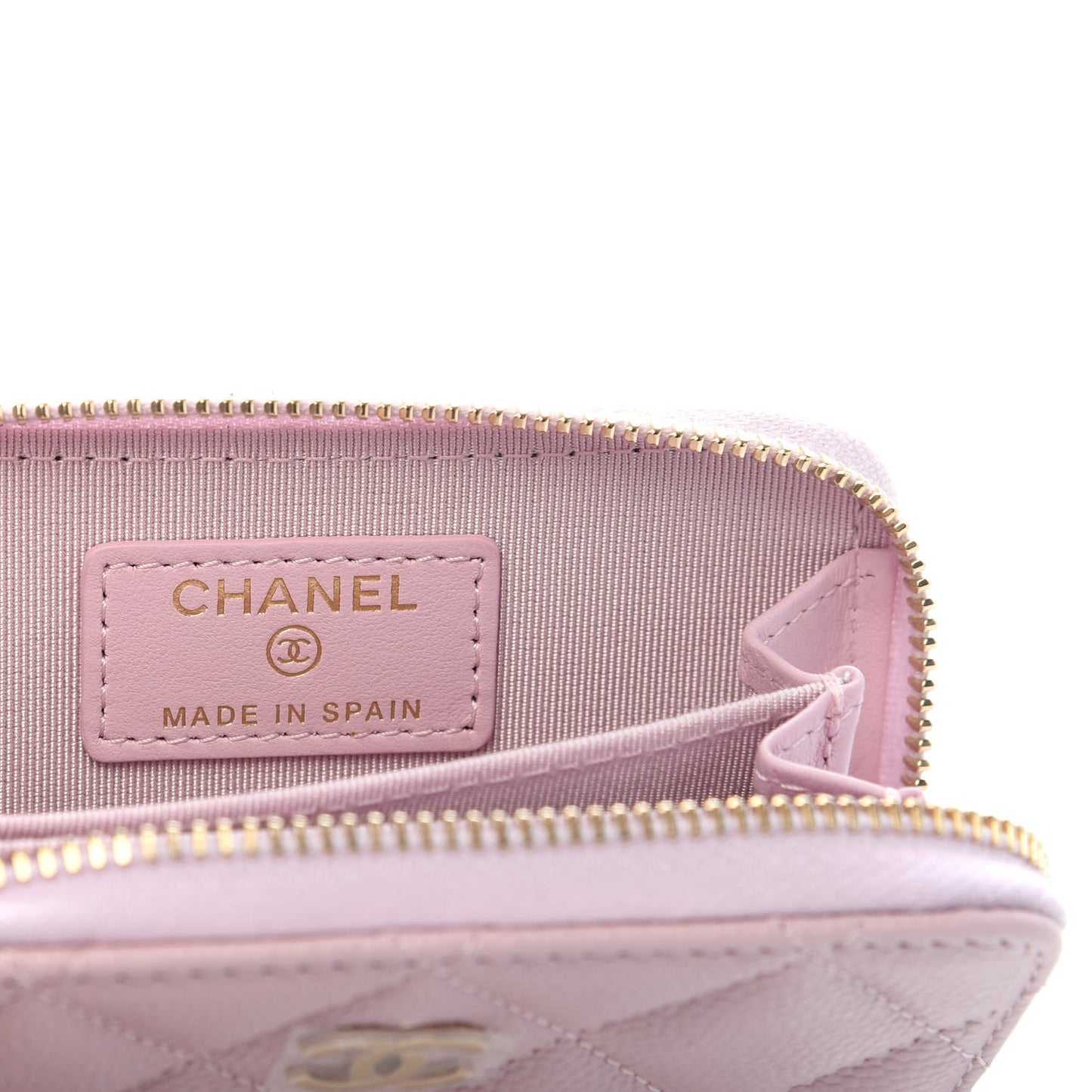 Caviar Quilted Zip Coin Purse Light Pink