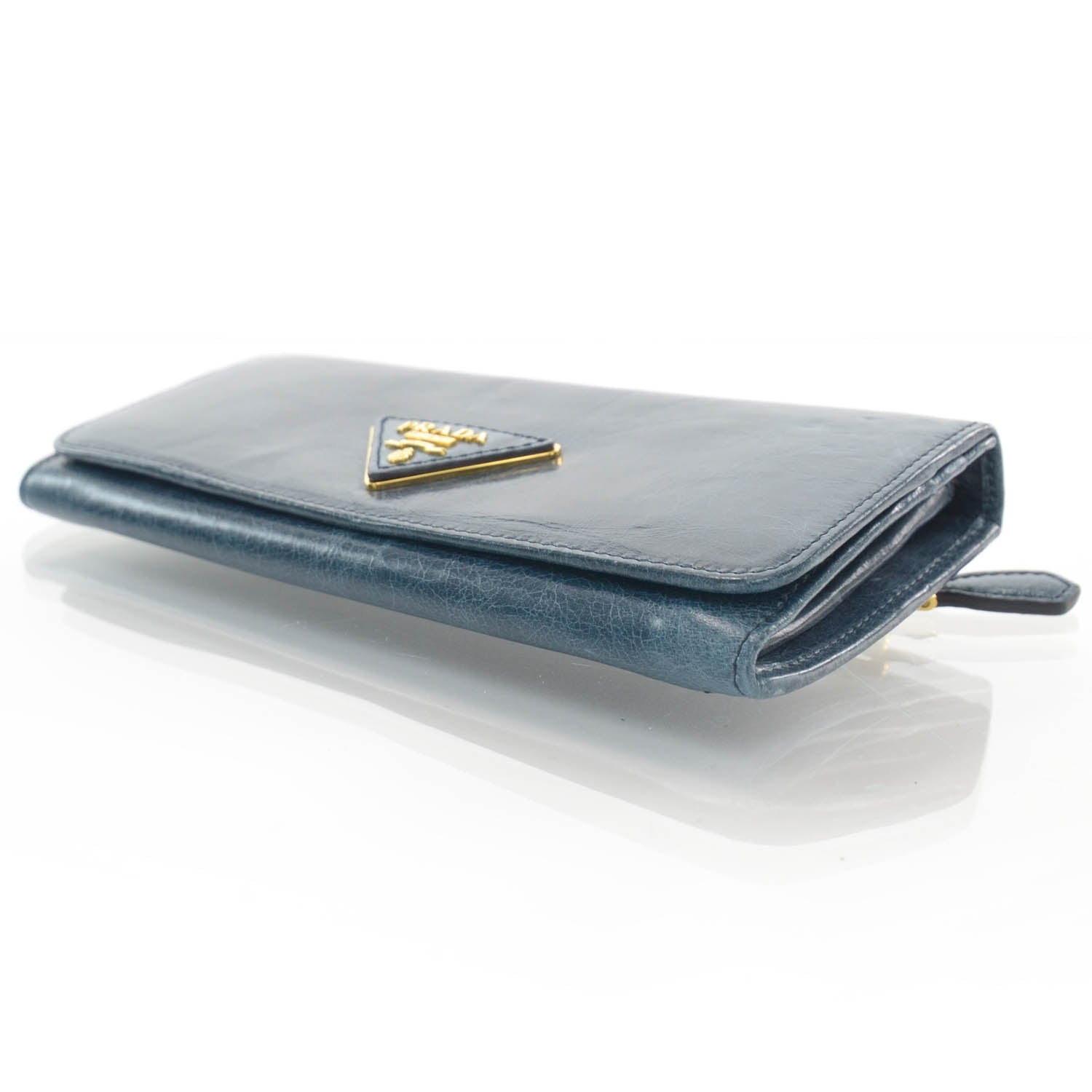 Prada Vitello Shine Flap Wallet Denim 3 of 8