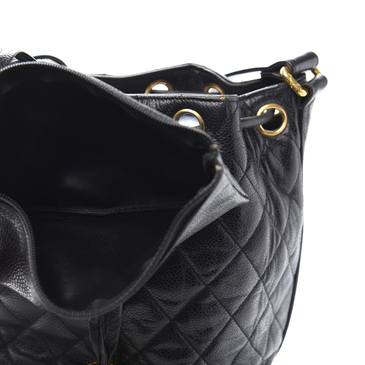 Chanel Caviar Quilted Drawstring Shoulder Bag Black 14 of 16