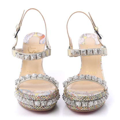 Christian Louboutin Lurex Flame Pira Ryad 110 Wedge Sandals 36 Platine Multicolor 2 of 7