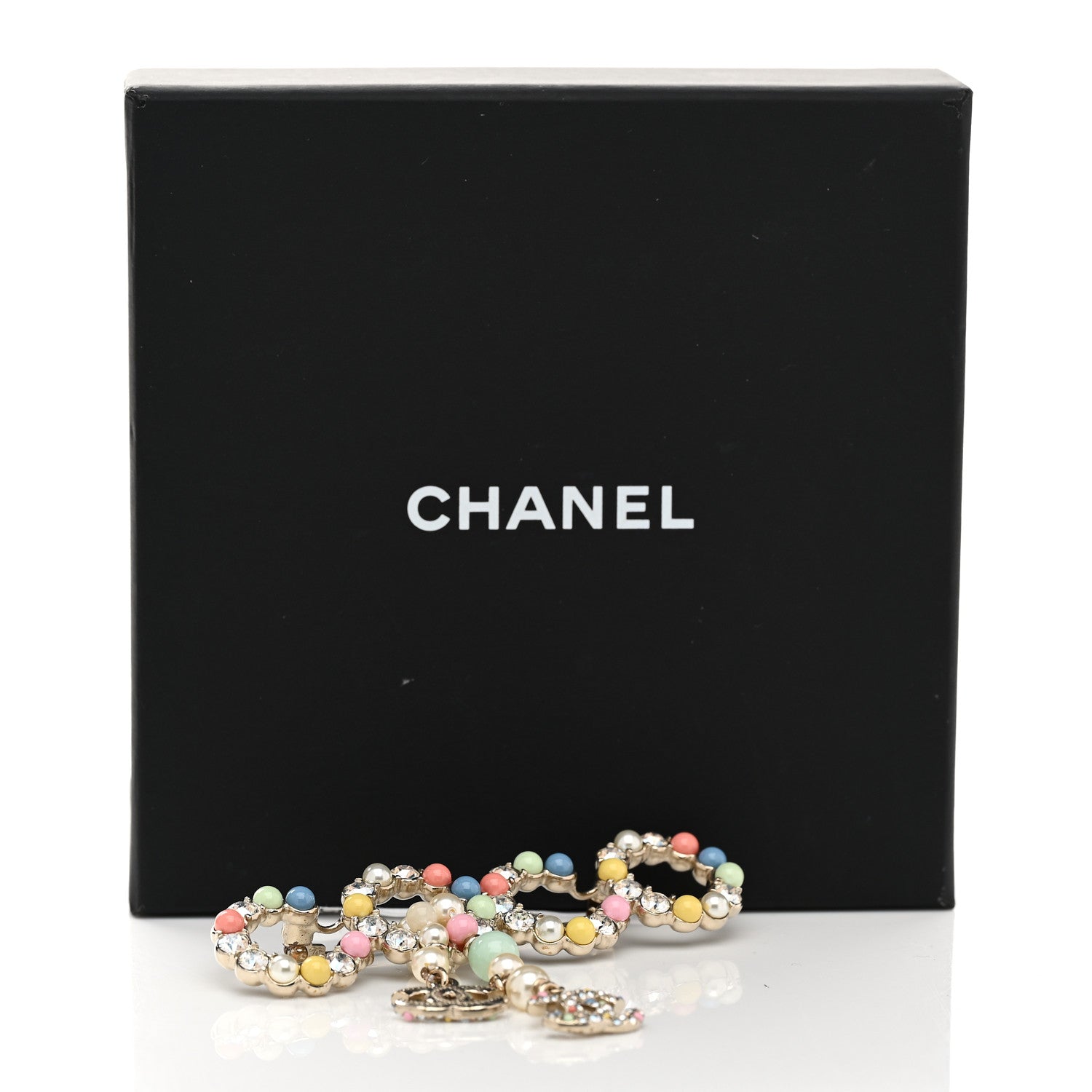 Chanel Resin Pearl Crystal Coco Dangling Brooch Gold 1698247