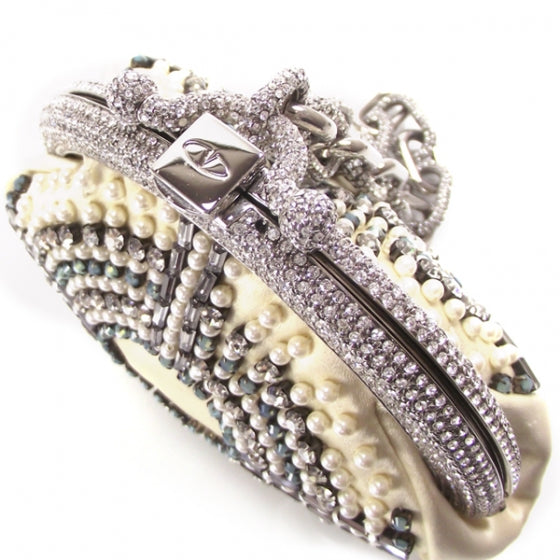 Valentino Garavani Satin Crystal Beaded Wristlet 7 of 10