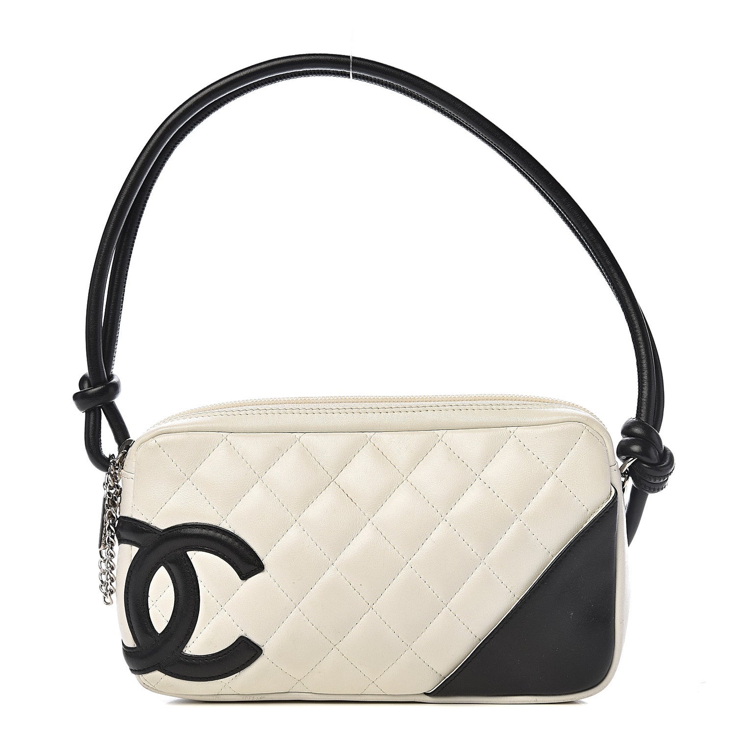 Calfskin Quilted Cambon Pochette White Black