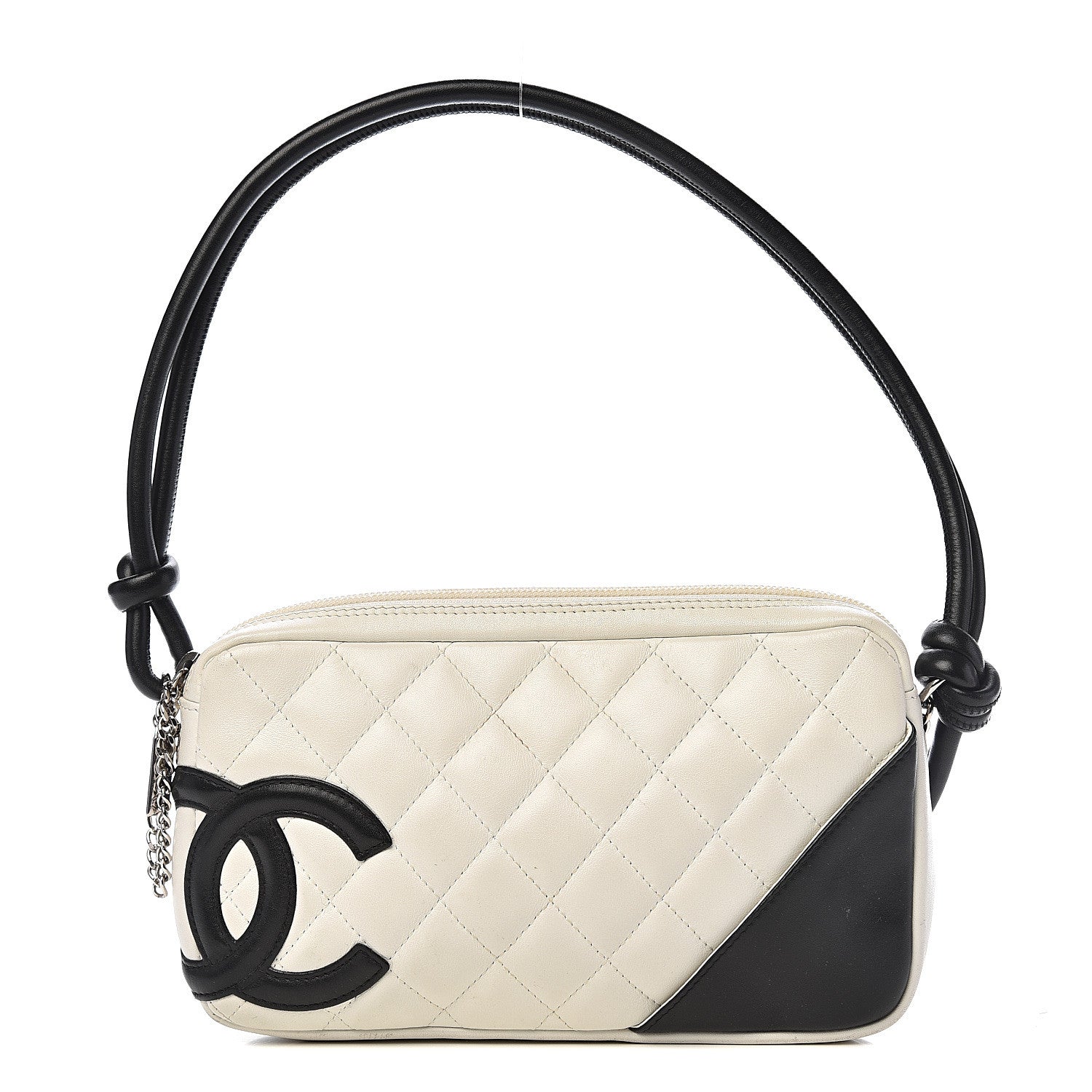 Chanel Calfskin Quilted Cambon Pochette White Black 1 of 13